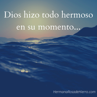 Eclesiastés 3:1-15 Todo tiene su tiempo, y todo lo que se quiere debajo del  cielo tiene su hora. Tiempo de nacer, y tiempo de morir; tiempo de plantar,  y tiempo de arrancar